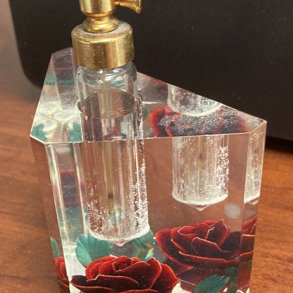 Vintage Lucite rose perfume bottle - Picture 2 of 3